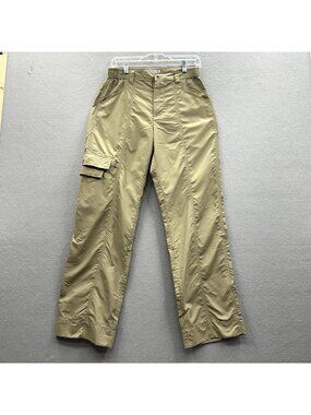 Magellan Travel Gear Pants Women 8 Khaki Nylon Cargo Hiking Roll Tab Lightweight